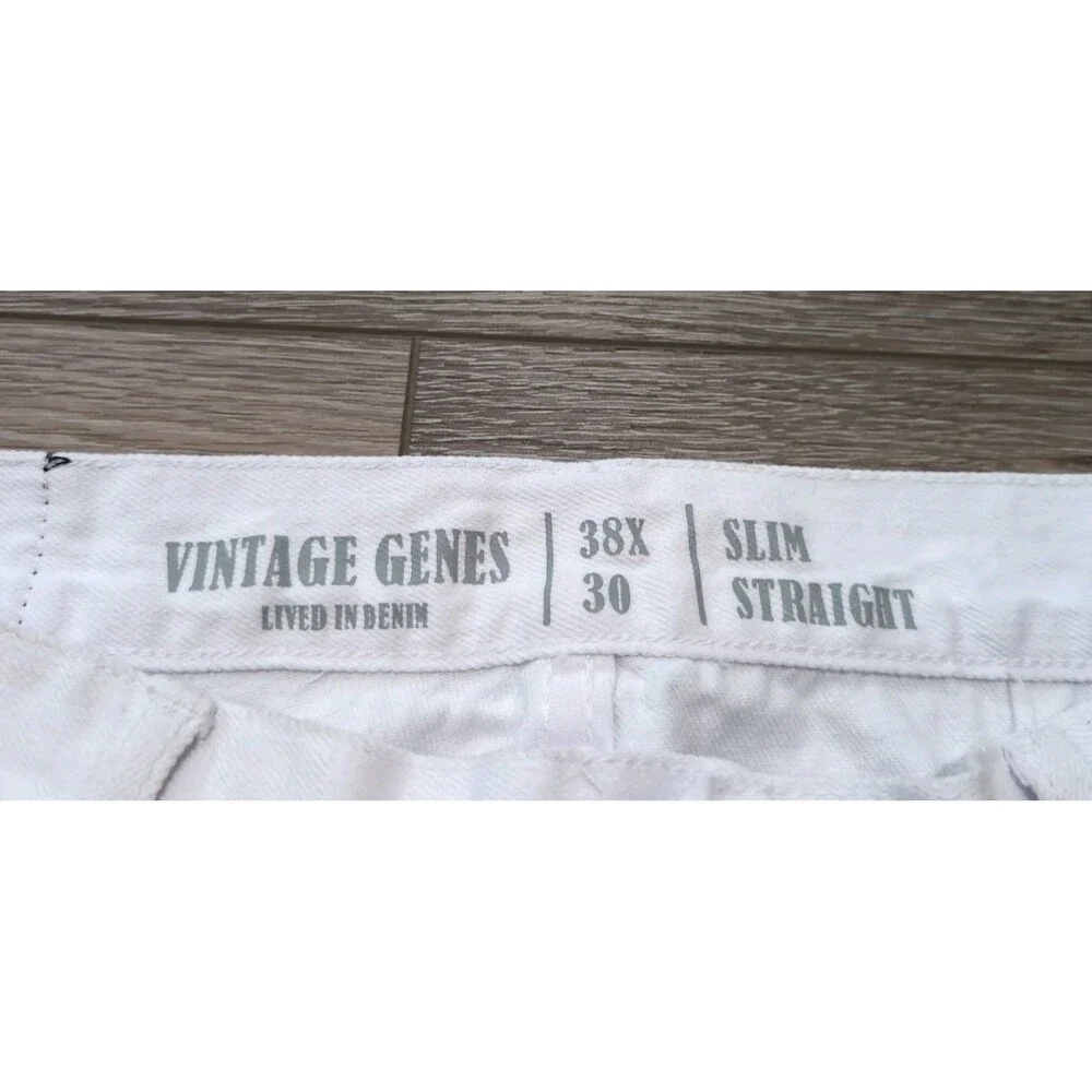 VINTAGE GENES BLACK LABEL SLIM FIT COMFORT  WHITE DENIM JEANS MEN'S SZ 38X30 EUC